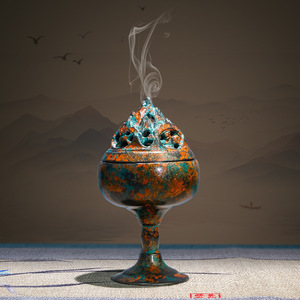 Copper Art Workshop Sandalwood Incense Burner Hand Made Metal Chinese Style Tea Room <b>Ornament</b> Religious Use - Product Image 1