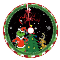 Jupe de sapin de Noël ronde rouge et noire à carreaux flocons de neige en peluche courte, tapis de fête, décoration festive pour fête de Noël en intérieur