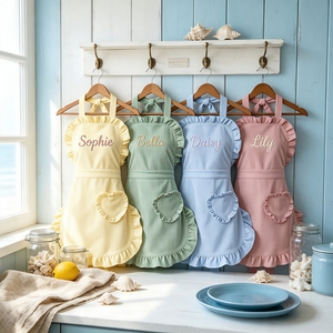 <strong>Personalized</strong> <strong>Apron</strong> with Name, Cute Corduroy Kitchen <strong>Apron</strong> with Lace Ruffles, Fashion Cooking <strong>Apron</strong> <strong>for</strong> Women, Baking Gardening - Product Image 4