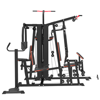 Équipement de musculation multifonctionnel commercial à 5 stations, machine d'entraînement de force intégrée, pile de poids de 90 kg, acier fin, unisexe
