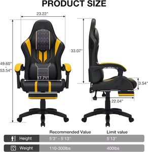 Chaise de jeu avec haut-parleur <span class=keywords><strong>Bluetooth</strong></span> et lumière LED RGB, chaise de jeu ergonomique avec massage et repose-pieds, livraison gratuite - Product Image 3