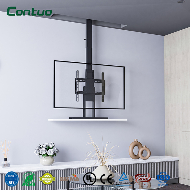 32-70 Inch Cold Rolled Steel Ceiling TV Mount with Motorized Height Adjustable Remote Control Electric Drop Down Bracket