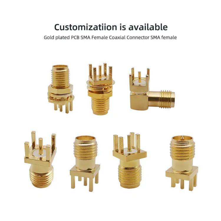 ขั้วต่อกันน้ํา RF SMA ขั้วต่อ PCB ตัวเมียมุมขวา