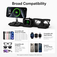 Station de charge sans fil pliable 3-en-1 avec chargeur rapide pour iPhone/iWatch/Ray-Ban Meta, port Type-C, logo personnalisé, vente en gros OEM
