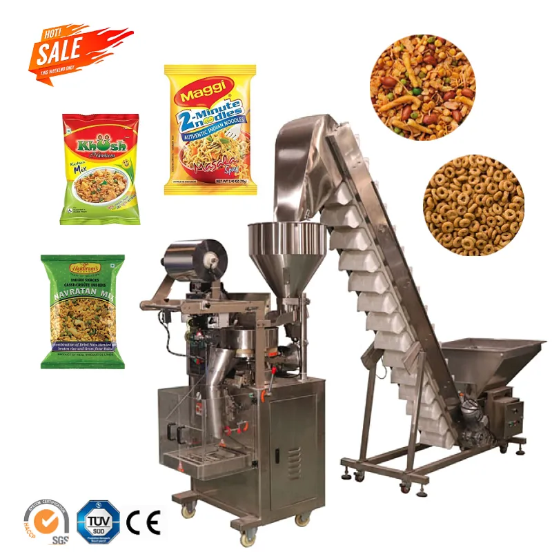 Hiệu Quả Cao Chi Phí Thấp Của Nhãn Hiệu Nhỏ Tự Động Thể Tích Thực Phẩm Puff Rice Corn Flakes Kurkure Namkeen Snack Đóng Gói Máy