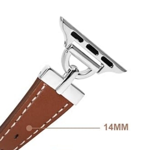 Correa de Cuero para Reloj de 14 mm con Hebilla Metálica en Forma de D y Adaptador de Barra de Resorte para <span class=keywords><strong>Apple</strong></span> <span class=keywords><strong>Watch</strong></span> Series 7 <span class=keywords><strong>8</strong></span> 9 10 - Product Image 2