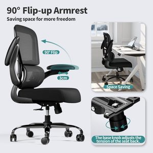 Chaise de <span class=keywords><strong>bureau</strong></span> ergonomique en maille noire multifonctionnelle et économique pour patron, avec support lombaire réglable – Mobilier Brésilien - Product Image 2