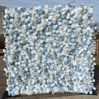Panel dinding bunga buatan X560 untuk dekorasi pernikahan, latar belakang pengantin, warna biru tua 5D, dinding bunga mawar, langit gelap.