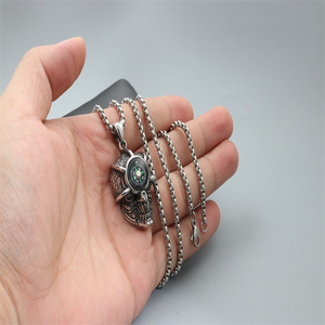 yunnique Skull Pendant Necklace Stainless Steel Compass Design For <b>Men</b> Women Fashion Jewelry - Product Image 4
