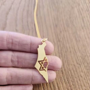 Delicado Collar con <span class=keywords><strong>Mapa</strong></span> de Israel, Joyería Judaica con Estrella de David, Regalo de Israel, Colgante de Herencia Hebrea, Collar Cultural - Product Image 3