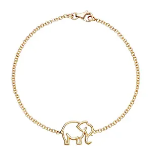 宝石生动的动物925银饰品甜美镀金大象魅力手镯轮廓
