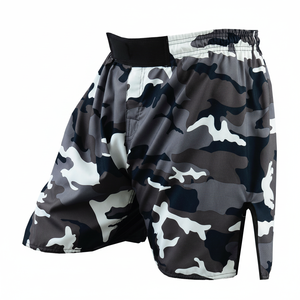 กางเกงขาสั้นมวยไทยขาสั้นผ้าโพลีเอสเตอร์สำหรับผู้ใหญ่ MMA แบบเรียบๆปักโลโก้ได้ตามต้องการ - Product Image 1