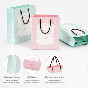 Best Seller Custom Logo Striped Paper Gift Boxes Durable Eco-Friendly Paper Bags with Thick Material for Apparel Packaging - Product Image 5