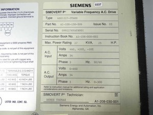 6SE1227-3YB00 SIMOVERT 27A ไดรฟ์ PLC - Product Image 2