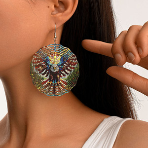 Pendientes de acrílico de Protección Ambiental, estilo europeo y americano, pendientes redondos grandes en forma de águila coloridos para venta al por mayor - Product Image 2