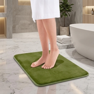 Tapis de bain en mousse à mémoire de forme en polyester <span class=keywords><strong>FIGOO</strong></span> - Tapis de salle de bain absorbant l'eau et antidérapant - Tapis de bain effaçable à l'arrière - Product Image 1
