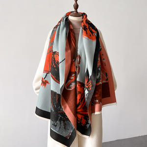 Moda señoras vestidos de noche Pashmina envuelve bufandas moda flor Jacquard patrón cárdigan capas bufanda de Cachemira para mujer - Product Image 3