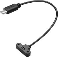 Cable adaptador USB 2.0 tipo C para montaje en panel, ángulo de 90 grados, cable de extensión USB C macho a hembra con tornillo de montaje en panel