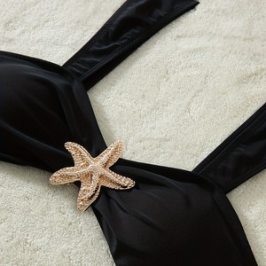 Solid New Starfish <strong>Thongs</strong> Bikini V-neck Crop Top Low Waist 2-Piece Set Spandex/Polyester for Beach <strong>Pool</strong> Use - Product Image 4