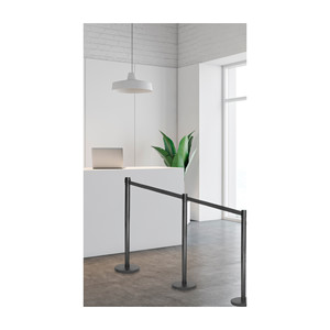 Barriera divisoria a piantana in metallo nero con cordoncino retrattile per coda - Product Image 2