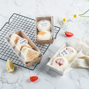 เค้กทีรามิสุแบบม้วน แซนด์วิช สโนว์เมด ทาร์ต ขนมปังแฮมเบอร์เกอร์ กล่องขนมหวาน เคลือบลามิเนตแบบด้าน ลายนูน วัสดุรีไซเคิล เกรดสำหรับอาหาร - Product Image 5