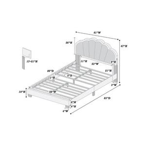 Lit plateforme moderne Queen Size entièrement rembourré en tissu de laine anthracite avec tête de lit florale et éclairage LED, idéal pour appartement - Product Image 6