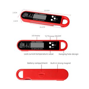 Thermomètre à viande numérique <span class=keywords><strong>professionnel</strong></span> à lecture instantanée pour <span class=keywords><strong>cuisson</strong></span> au gril thermomètre alimentaire à affichage rétro-éclairé avec sonde à rotation automatique - Product Image 2