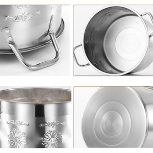 Juego de Ollas de Acero Inoxidable de 24+26+28+30CM, Gran Capacidad, Olla Profunda para Sopa y Caldo, para Cocina India, Utensilios de Cocina de Metal Sostenible - Product Image 3