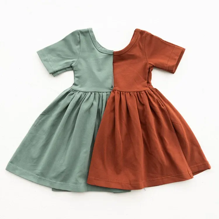 Wholesale custom colors baby clothes girls dress Casual Summer Solid Red Kids Girls Dresses gift for Girls