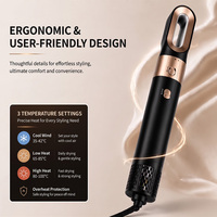 PRITECH Ensemble de coiffage à air chaud de luxe 5-en-1 1200W, boucleur automatique, sèche-cheveux ionique, kit de coiffage professionnel avec étui