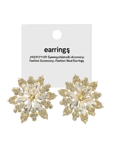 Orecchini a Perno alla Moda con Cristalli Placcati in Oro, Gioielli Geometrici da Festa per Donne - Product Image 1