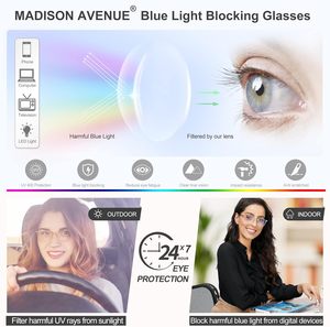 Lunettes anti-lumière bleue <span class=keywords><strong>Madison</strong></span> Avenue pour femmes, anti-fatigue oculaire, anti-reflets UV, pour la télévision, le téléphone, l'ordinateur et les jeux vidéo - Product Image 4