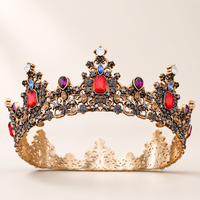 Magnifique diadème en filigrane de pierres précieuses Duiyan en forme de couronne pour événements de concours, de scène ou de cosplay (rubis, émeraudes)