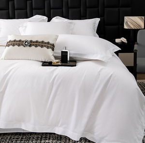 Juego de sábanas de algodón bordado sólido de alta calidad de 4 piezas o se pueden personalizar juegos de edredón ropa de cama de lujo - Product Image 5