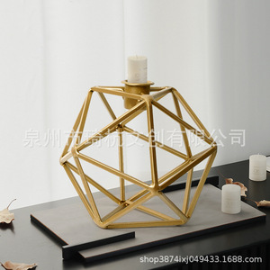 Porte-bougie hexagonal en métal, design géométrique doré, décoration de la maison, cadeau de mariage, ornement durable - Product Image 1
