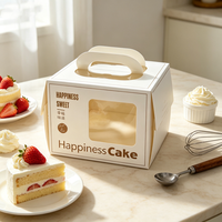 Boîte élégante pour gâteau de mariage ou d'anniversaire avec grande fenêtre, poignée portable, en carton blanc, emballage alimentaire sûr, impression personnalisée OEM