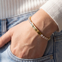 Bracelet de tennis gravé au laser Zhongzhe, chaîne en corde DIY, bracelets de couple, non ternissables, hypoallergéniques, personnalisables