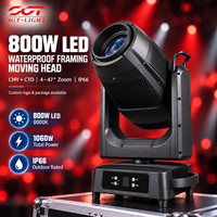 Projecteur LED professionnel 800W à tête mobile IP66 CMY CTO avec fonctions de cadrage, obturateur, zoom, gobos, animation, prisme et RDM pour églises