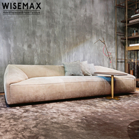 WISEMAX أثاث إيطالي فاخر على شكل حرف I أرائك مخملية أرضيات ترفيهية بدون أرجل طقم عتيق لشقة غرفة المعيشة