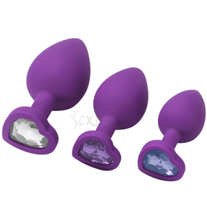 Kişiselleştirilmiş Kalp Şeklinde Silikon Anal <span class=keywords><strong>Plug</strong></span> Mücevherli Popo Fişi Erkekler ve Kadınlar için Üç Farklı Boyutta Set - Product Image 3