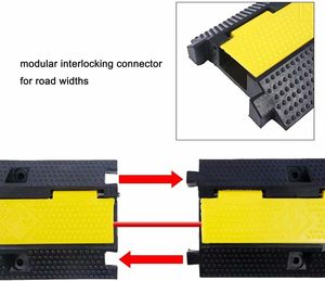 इनडोर/आउटडोर ट्रैफिक स्पीड बम्प 1 चैनल 22000lbs लोड क्षमता रबर केबल रैंप कॉर्ड कवर ट्रैफिक चेतावनी - Product Image 5