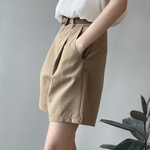 Vente en gros de shorts en polyester pour femmes taille haute avec logo personnalisé avec poche pantalon <span class=keywords><strong>court</strong></span> décontracté respirant à jambes larges pour femmes - Product Image 6