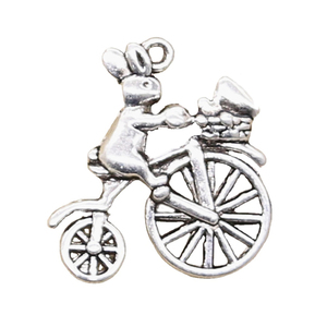 Breloques lapin à vélo 23x22mm Antique couleur argent pendentifs faisant bricolage à la main tibétain trouver des bijoux - Product Image 1
