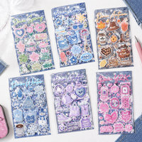Rouleau d'autocollants décoratifs en denim scintillant, série saisonnière, motifs dessin animé, personnalisables, autocollants mignons imprimés pour journal, étiquettes décoratives DIY