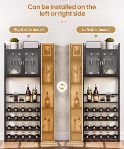Casier à <span class=keywords><strong>vin</strong></span> autoportant à 4 niveaux <span class=keywords><strong>Porte</strong></span> en <span class=keywords><strong>verre</strong></span> pour bouteilles d'alcool Organisateur d'étagères latérales pour le rangement des accessoires d'alcool 4 couches - Product Image 2