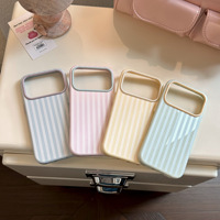 Coque Souple Antichoc à Rayures Tendance Effet Valise pour iPhone 17 16 15 14 Pro Max Couleurs Macaron – Vente en Gros