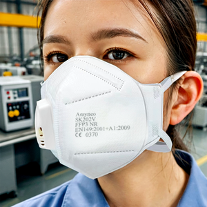 Masque de protection respiratoire jetable CE EN149 FFP2 avec valve, extra respirant, non tissé, pliable, 5 couches - Product Image 3