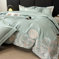 Ensembles de literie en coton brodé avec fermeture à glissière housse de couette de luxe personnalisée drap de lit et housse de couette en pur coton Queen Size