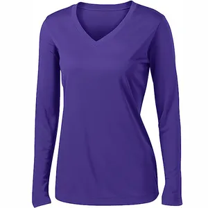 Custom Women's Long Sleeve Moisture Wicking Athletic Shirts UPF50+ Sun Protection Sizes XS-4XL