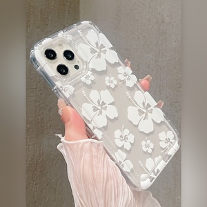 Dễ thương màu hồng hoa in sốc hấp thụ chống mùa thu Bumper TPU điện thoại di động Bìa trường hợp đối với iPhone x XR XS max 11 12 13 14 15 16 17 - Product Image 1